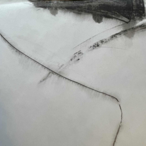 GEORGES (Ge´o) DE VLAMYNCK 'Abstract Vrouwelijk Naakt F' schilderij / gemengde techniek, houtskoolinkt krijt op papier