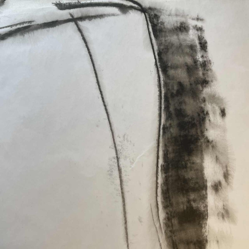 GEORGES (Ge´o) DE VLAMYNCK 'Abstract Vrouwelijk Naakt F' schilderij / gemengde techniek, houtskoolinkt krijt op papier