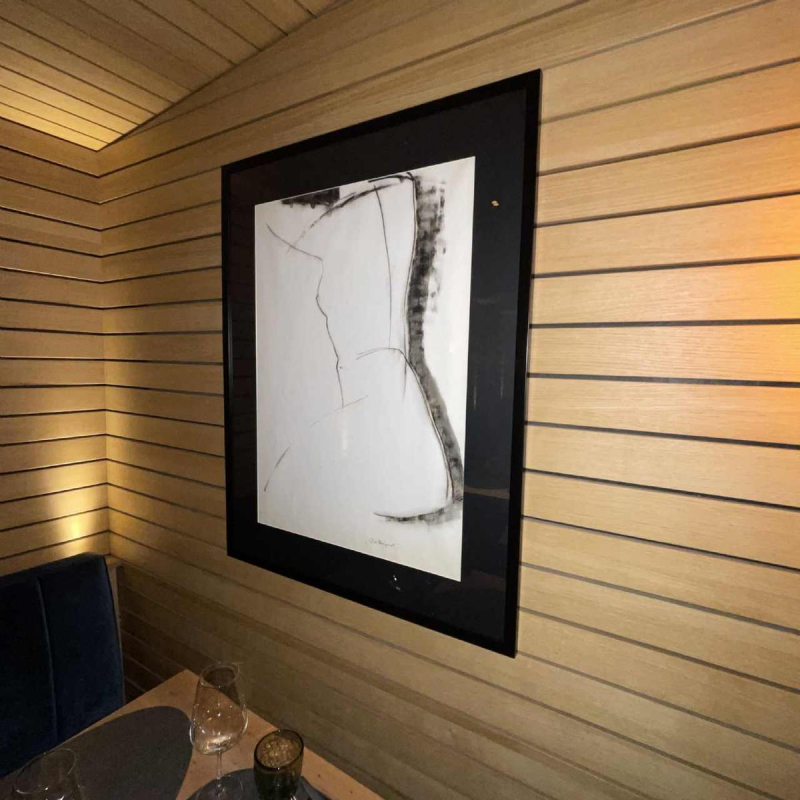 GEORGES (Ge´o) DE VLAMYNCK 'Abstract Vrouwelijk Naakt F' schilderij / gemengde techniek, houtskoolinkt krijt op papier