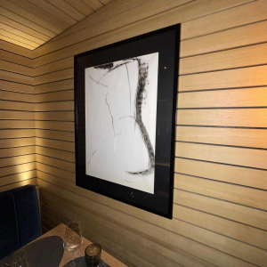 GEORGES (Ge´o) DE VLAMYNCK 'Abstract Female Nude F' painting / mixed media, charcoal ink chalk on paper