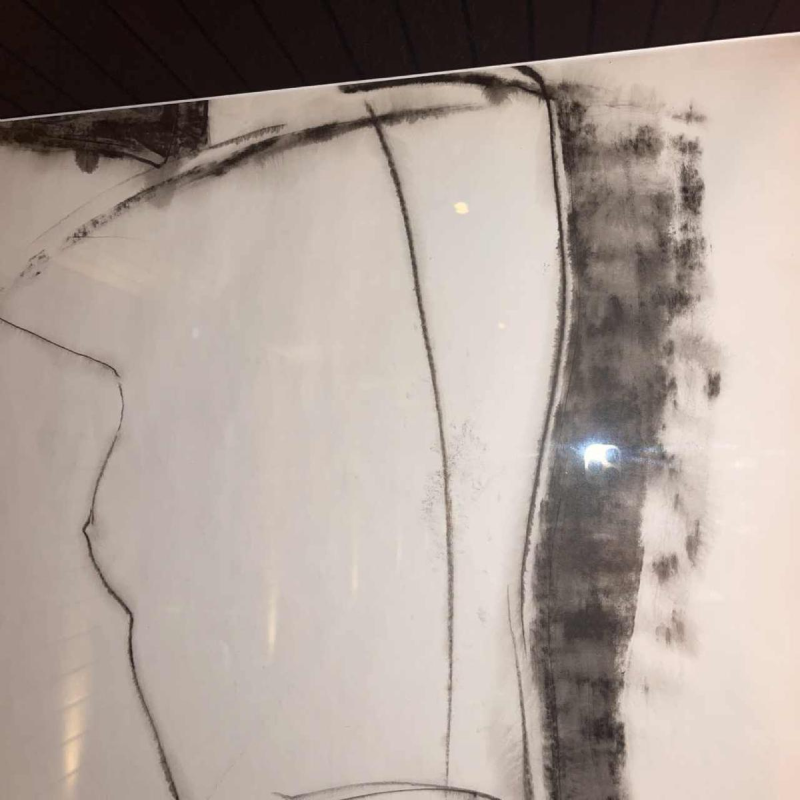 GEORGES (Ge´o) DE VLAMYNCK 'Abstract Vrouwelijk Naakt F' schilderij / gemengde techniek, houtskoolinkt krijt op papier