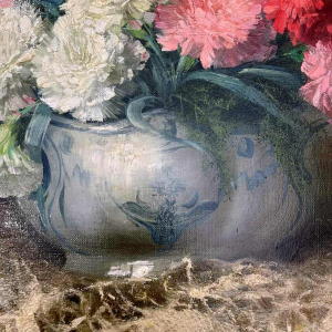 Julien STAPPERS “Bouquet d'œillets“, painting oil on canvas, 20th century