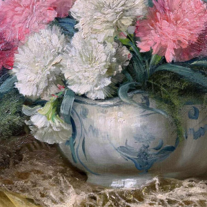 Julien STAPPERS “Bouquet d'œillets“, painting oil on canvas, 20th century
