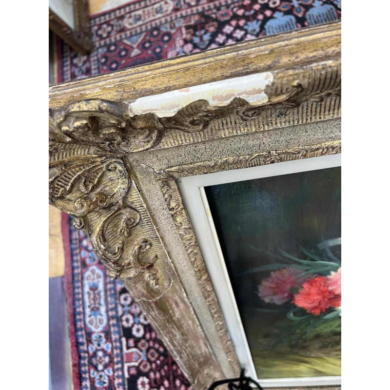 Julien STAPPERS “Bouquet d'œillets“, painting oil on canvas, 20th century