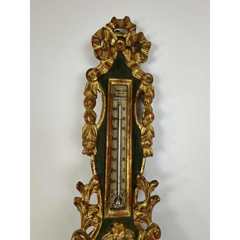 LOUIS XVI barometer-thermometer met Réaumur-schaalverdeling in verguld hout, door Benard in Provins, 19e eeuw