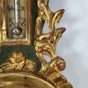 LOUIS XVI barometer-thermometer with Réaumur scale in gilded wood, by Benard in Provins, 19th c