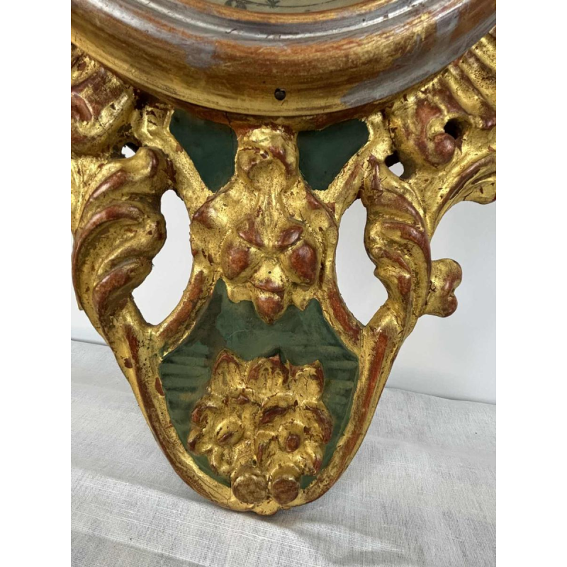 Baromètre-thermomètre Louis XVI à échelle Réaumur en bois doré, par Benard à Provins, XIXe s