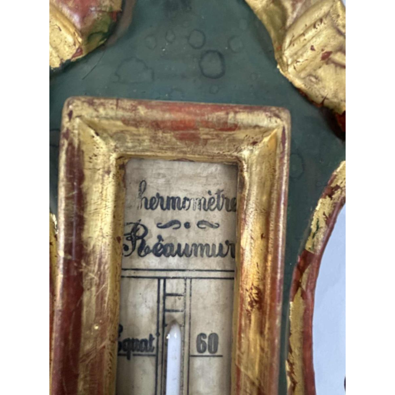 LOUIS XVI barometer-thermometer with Réaumur scale in gilded wood, by Benard in Provins, 19th c