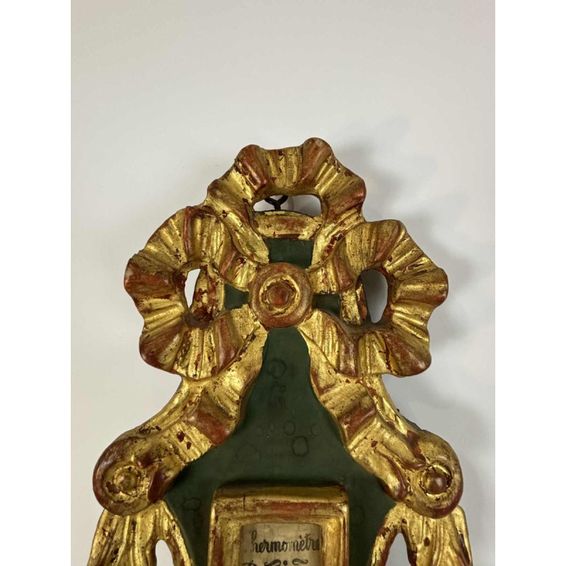 LOUIS XVI barometer-thermometer met Réaumur-schaalverdeling in verguld hout, door Benard in Provins, 19e eeuw