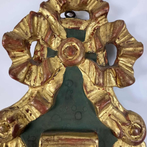 Baromètre-thermomètre Louis XVI à échelle Réaumur en bois doré, par Benard à Provins, XIXe s