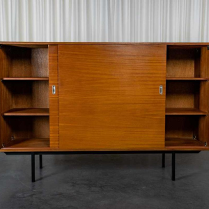 Pierre Guariche pour Meurop, meuble enfilade moderniste, Belgique, ca 1960