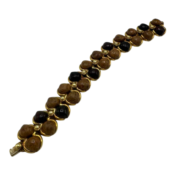 Bracelet René Boivin en or jaune 18 carats serti de 3 essences de bois