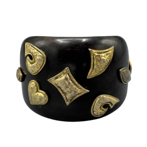 Yves Saint Laurent, Rive Gauche, cuff bracelet, wood and metal inserts