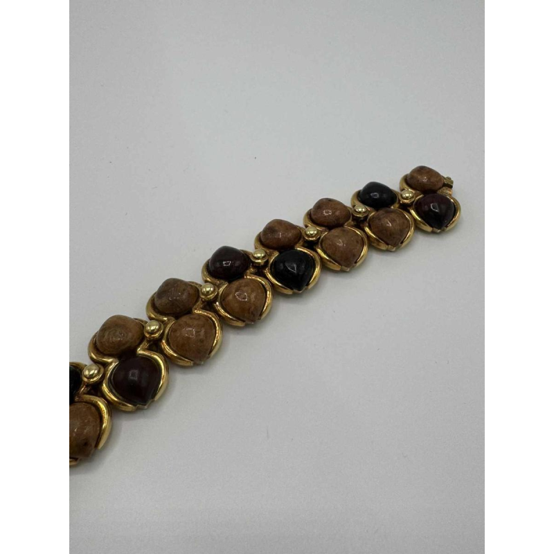 Bracelet René Boivin en or jaune 18 carats serti de 3 essences de bois