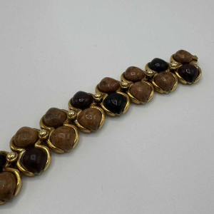 Bracelet René Boivin en or jaune 18 carats serti de 3 essences de bois