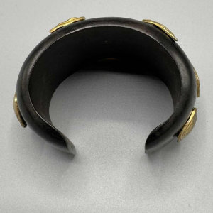 Yves Saint Laurent, Rive Gauche, cuff bracelet, wood and metal inserts