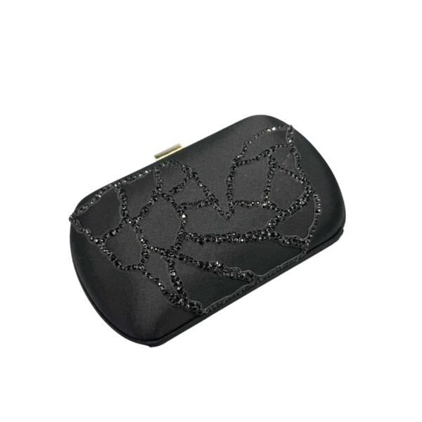 Sergio Rossi, Pochette du soir, soie noire et cristaux Swarovski, XXIe s
