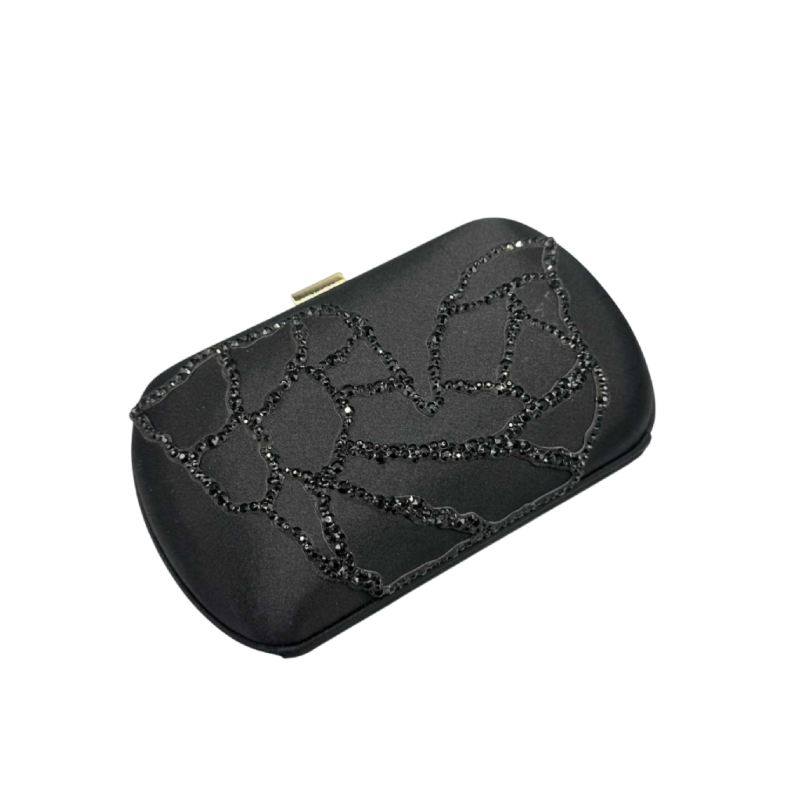 Sergio Rossi, Pochette du soir, soie noire et cristaux Swarovski, XXIe s