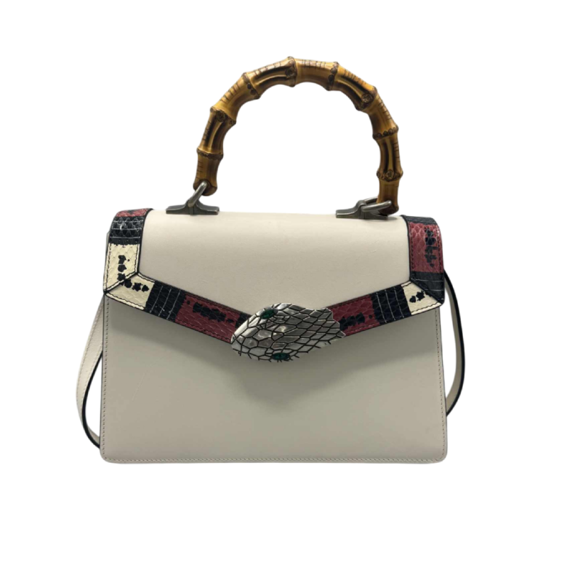 Gucci. Sac Lilith en cuir blanc et python