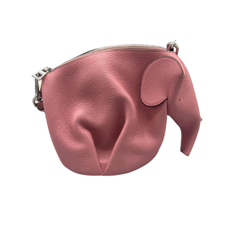 Loewe. Olifantentas van roze generfd leer, afneembare schouderriem