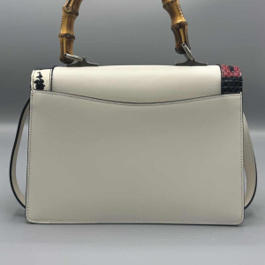 Gucci. Sac Lilith en cuir blanc et python