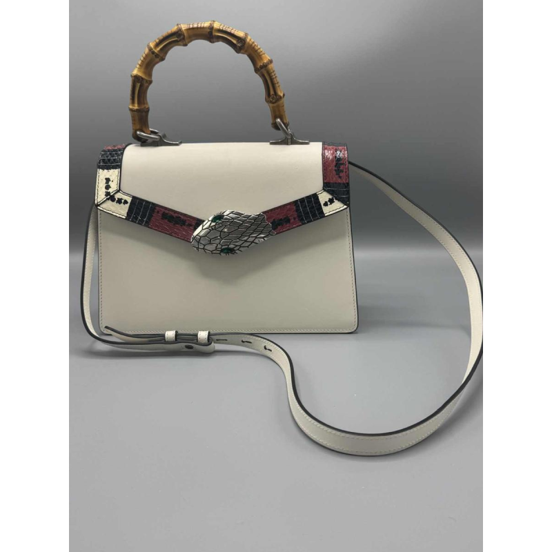 Gucci. Sac Lilith en cuir blanc et python