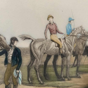 CARLE VERNET 'Départ d'une Poule de 7 chevaux' antique equestrian engraving 19th