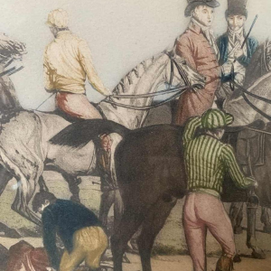 CARLE VERNET 'Départ d'une Poule de 7 chevaux' antique equestrian engraving 19th