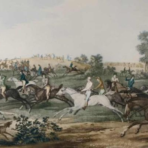 CARLE VERNET ' La Course ' antieke paardensportgravure, einde van 19th