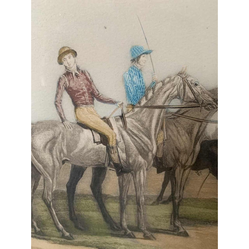 CARLE VERNET 'Départ d'une Poule de 7 chevaux' antique equestrian engraving 19th
