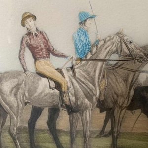 CARLE VERNET 'Départ d'une Poule de 7 chevaux', gravure équestre ancienne, 19ème siècle