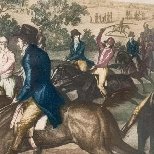 CARLE VERNET ' La Course ' horses antique equestrian engraving, end of 19th