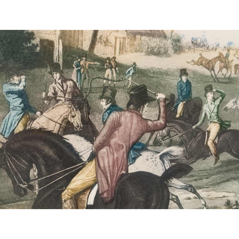 CARLE VERNET ' La Course ' antieke paardensportgravure, einde van 19th