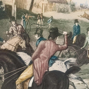 CARLE VERNET ' La Course ' antieke paardensportgravure, einde van 19th