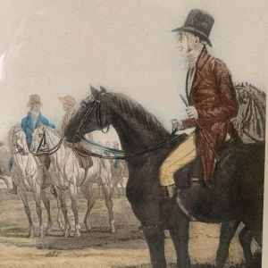 CARLE VERNET 'Départ d'une Poule de 7 chevaux', antieke paardensportgravure, 19th