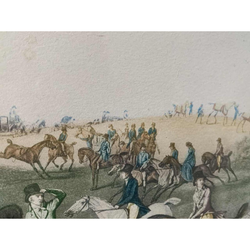 CARLE VERNET ' La Course ' horses antique equestrian engraving, end of 19th