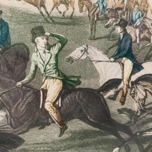 CARLE VERNET 'La Course' de chevaux, gravure équestre ancienne, 19ème siècle