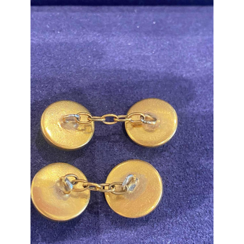 Essex Crystal, pair of ‘horseman jumping a hurdle’ cufflinks, ca 1920