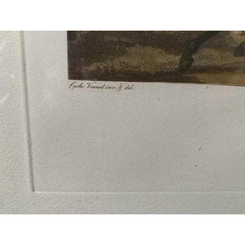 CARLE VERNET 'La Course' de chevaux, gravure équestre ancienne, 19ème siècle