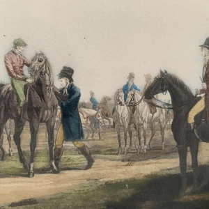 CARLE VERNET 'Départ d'une Poule de 7 chevaux' antique equestrian engraving 19th