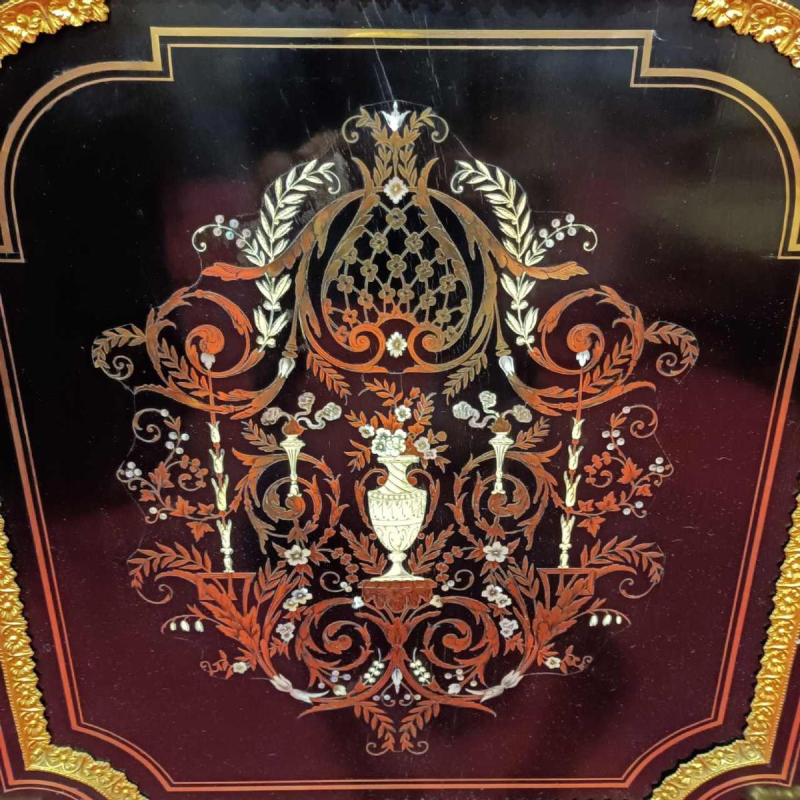 Napoleon III sideboard in blackened wood, brass, mother-of-pearl and bone marquetry, late 19th century