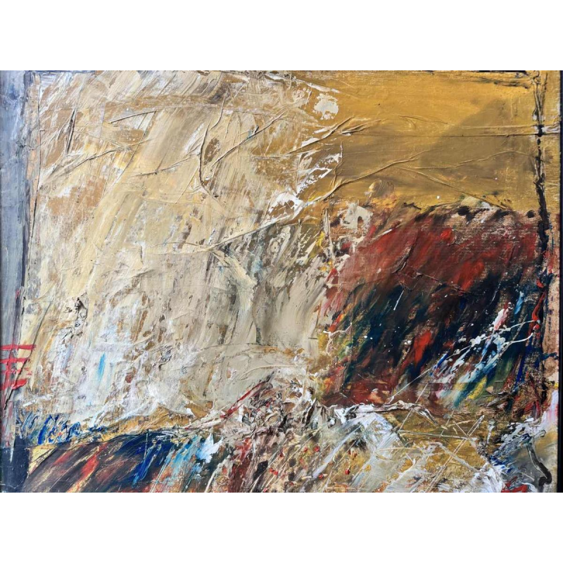 Claude GASPAR: “Abstracte compositie“ mixed media, schilderij en collage, XXe c