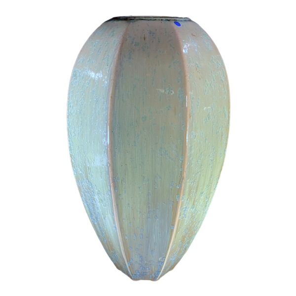 ROGER GUERIN, rare Art Deco vase 725 hexagonal shell, Bouffioulx stoneware 1935