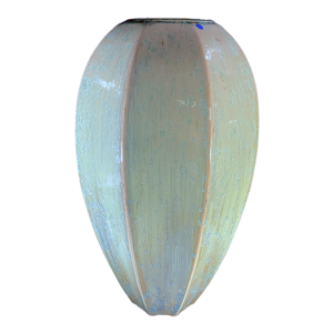 ROGER GUERIN, zeldzame Art Deco vaas 725 zeshoekige schelp, Bouffioulx steengoed