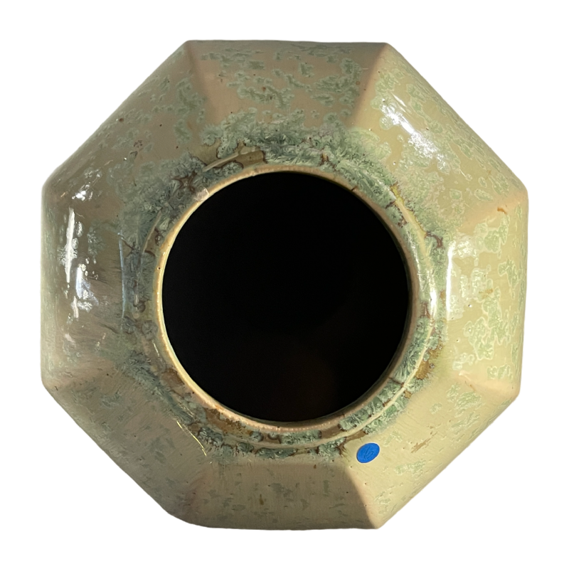 ROGER GUERIN, rare Art Deco vase 725 hexagonal shell, Bouffioulx stoneware 1935