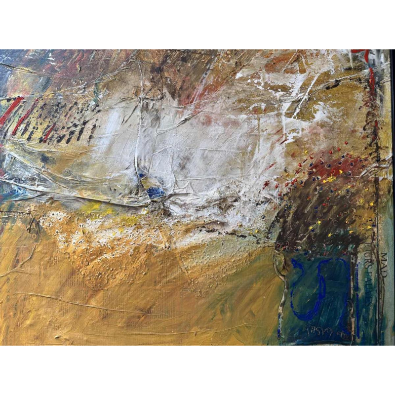 Claude GASPAR: “Abstracte compositie“ mixed media, schilderij en collage, XXe c
