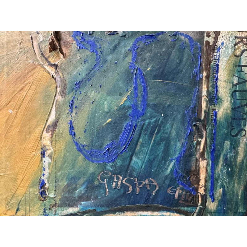 Claude GASPAR: “Abstracte compositie“ mixed media, schilderij en collage, XXe c