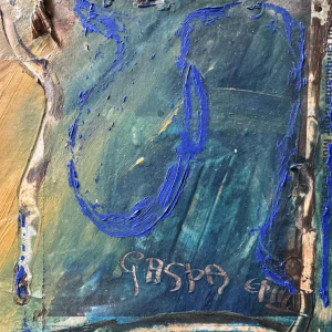 Claude GASPAR: “Abstracte compositie“ mixed media, schilderij en collage, XXe c