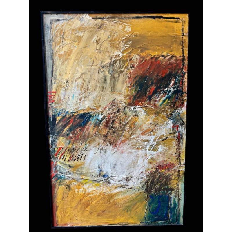 Claude GASPAR: “Abstracte compositie“ mixed media, schilderij en collage, XXe c