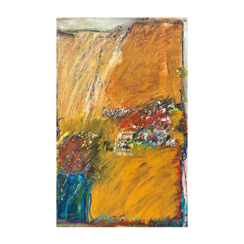 Claude GASPAR «Composition abstraite» technique mixte, peinture et collage, XXe s